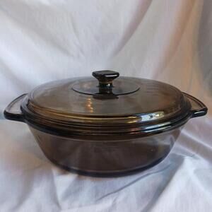Anchor Ovenware Amber Casserole Dish 9 Inch 2 Quart USA